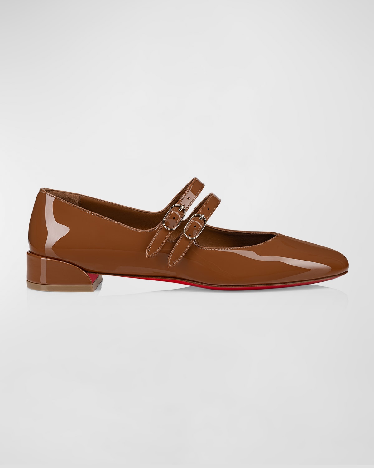 Christian Louboutin Sweet Jane Patent Red Sole Ballerina Flats In Brown