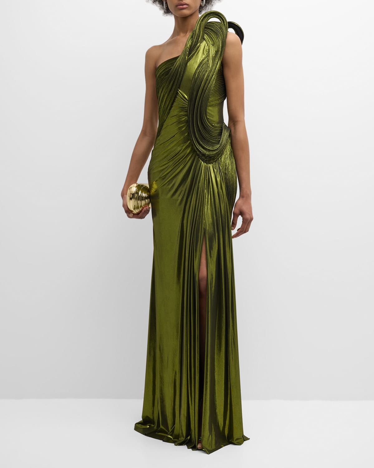 Sculpted Wave One-Shoulder Gown