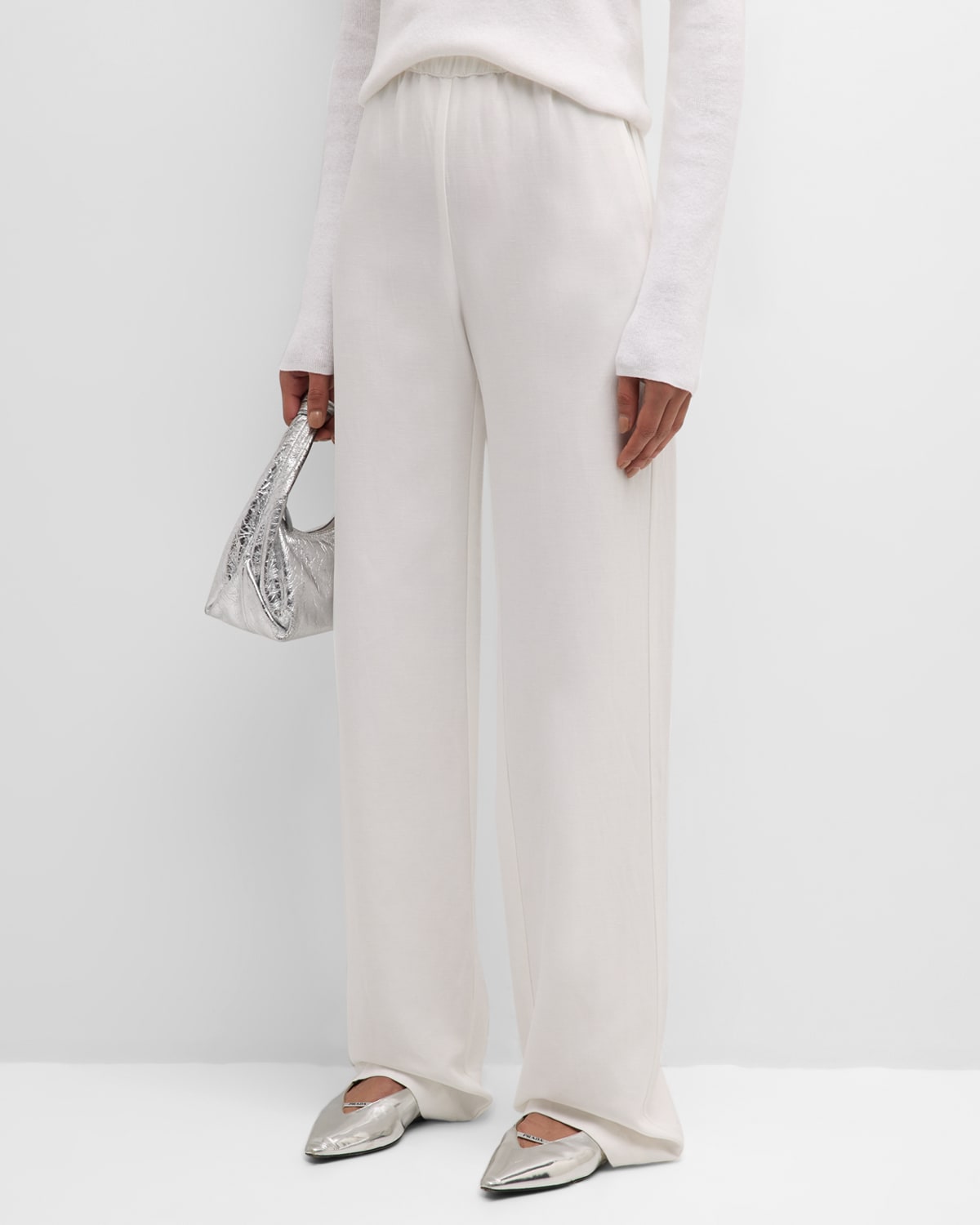 Enza Costa Women's Everywhere Elasticized Twill Trousers In Off White