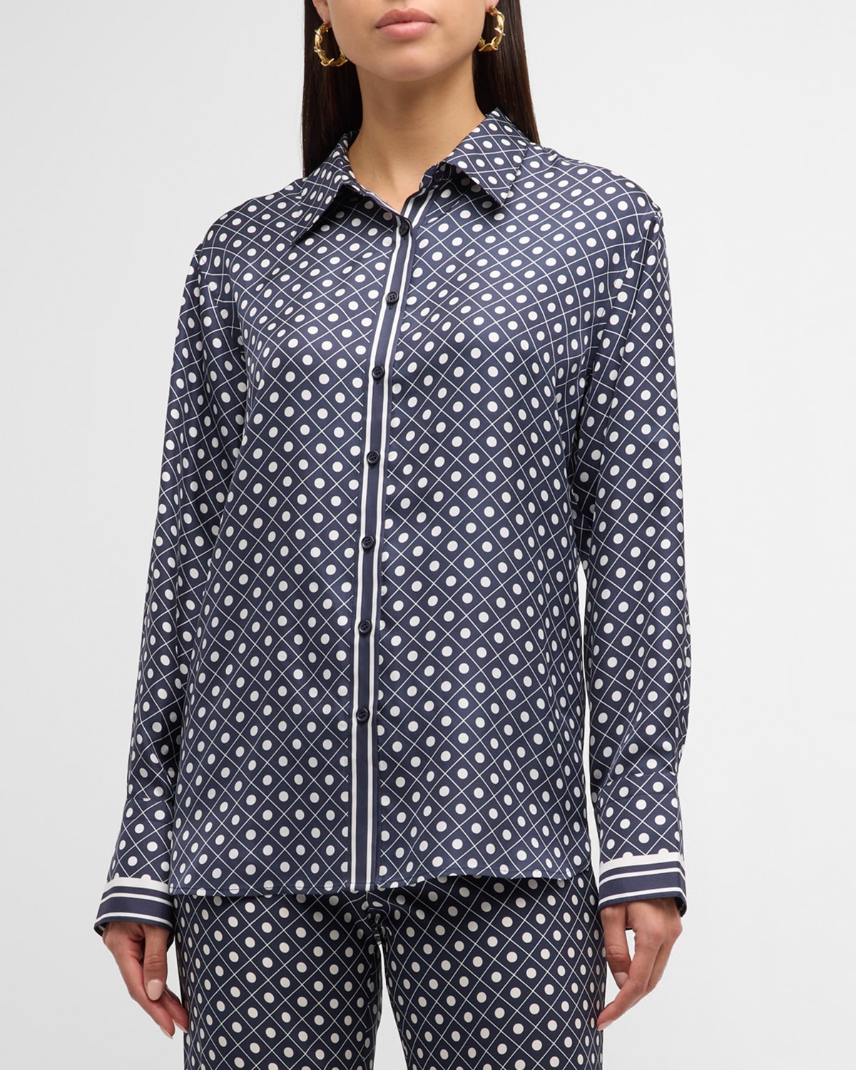 Lee Multi-Pattern Button-Front Silk Shirt