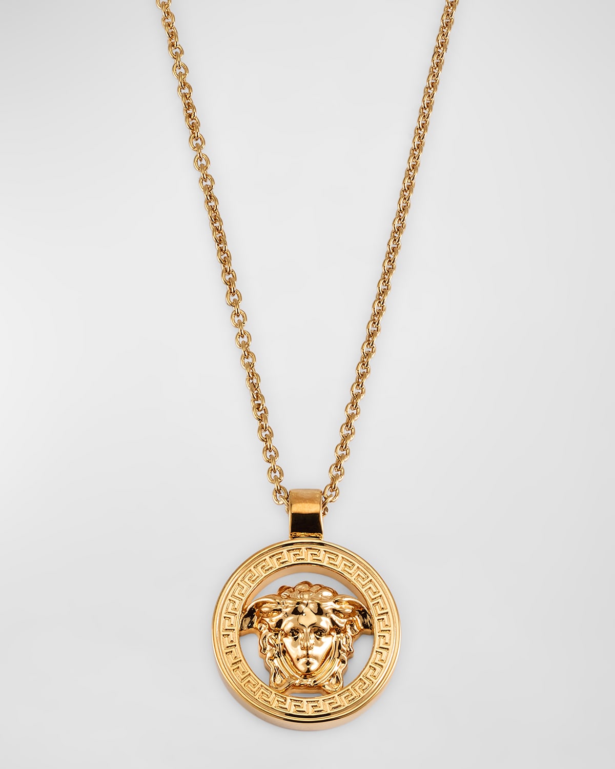 Shop Versace Medusa And Greca Pendant Necklace In  Gold