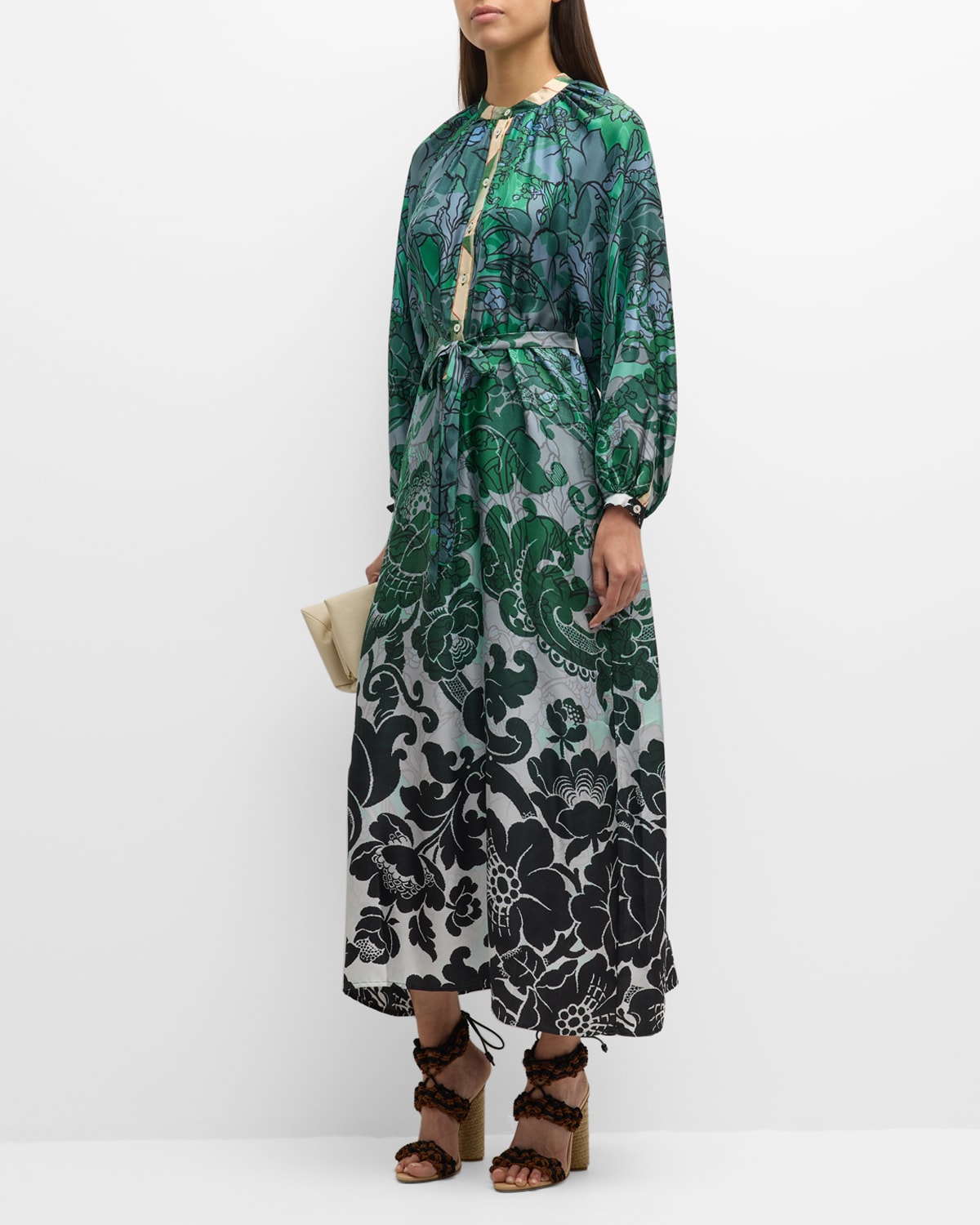 Ombre Floral-Print Maxi Dress