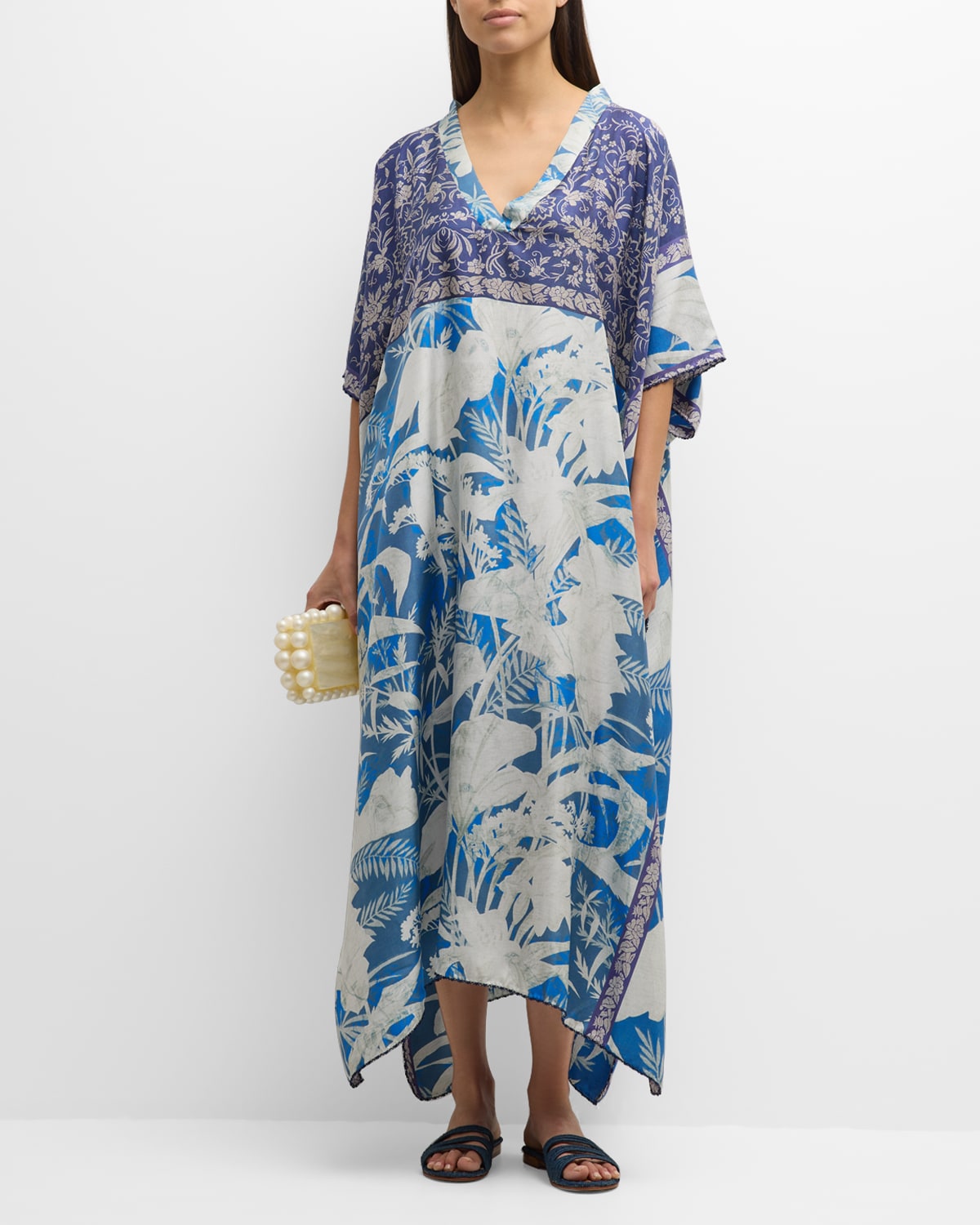 Pierre-louis Mascia Floral-print Handkerchief Silk Kaftan In 511798 101 Multi