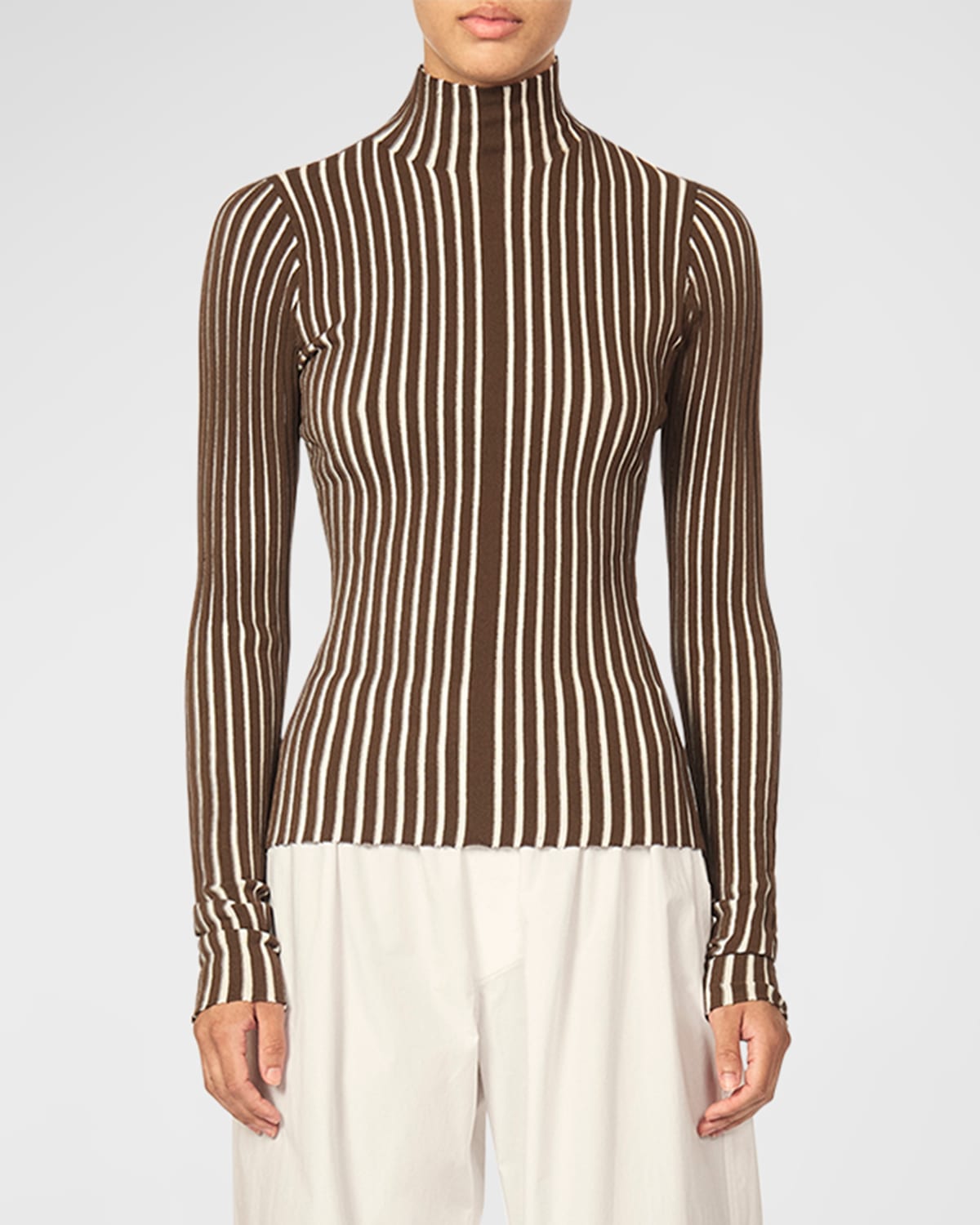 Shop Interior The Ridley Stripe High-neck Top In Cacao