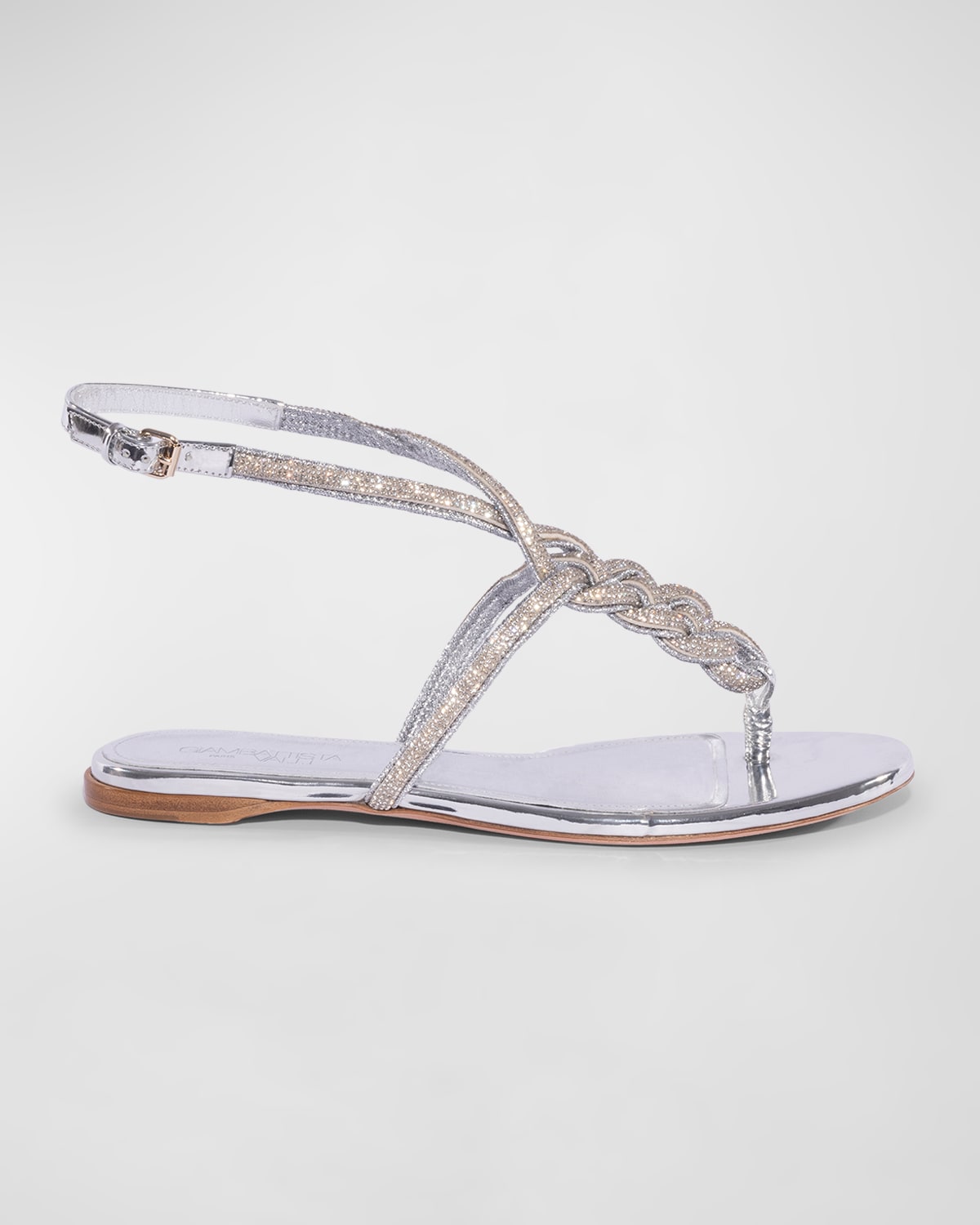 Shop Giambattista Valli Metallic Crystal Thong Sandals In Silver
