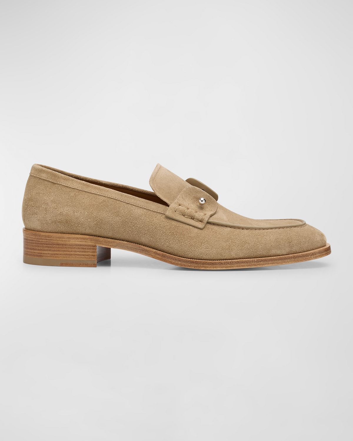 Shop Christian Louboutin Men's Chambelimoc Collar Pin Penny Loafers In Saharienne