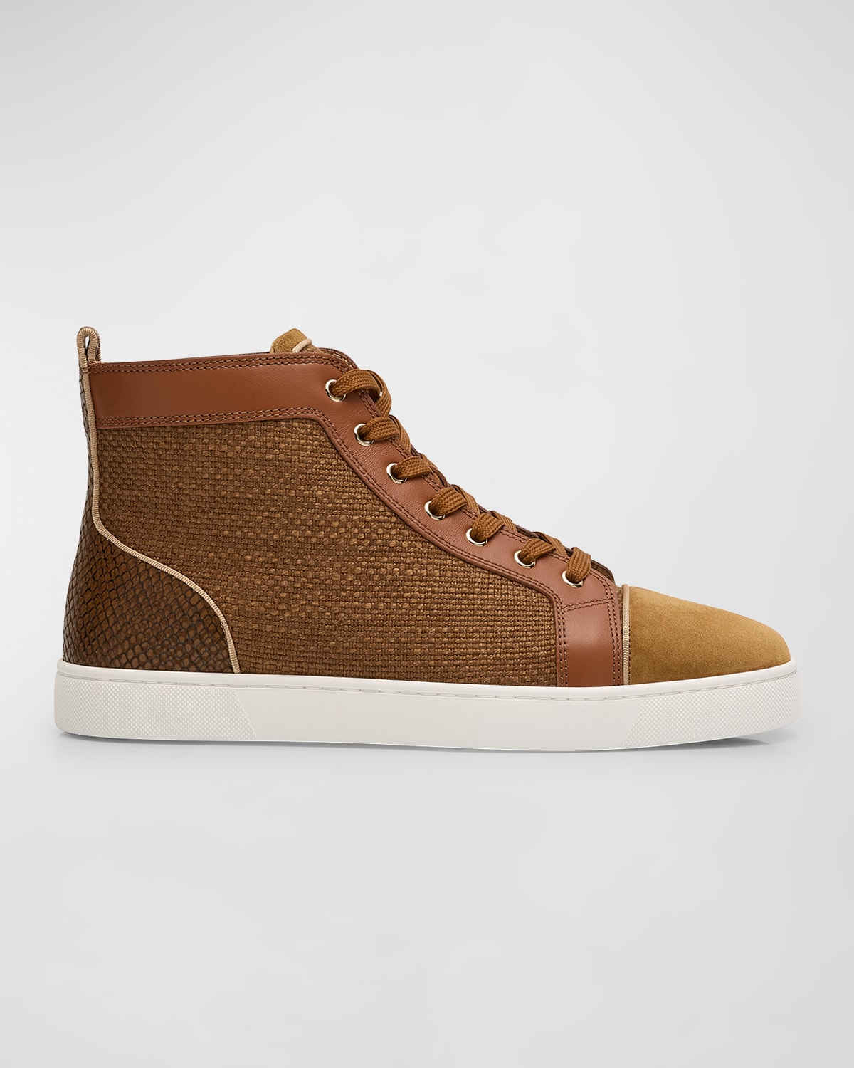 Christian Louboutin Men's Louis Orlato High-top Sneakers In Brown