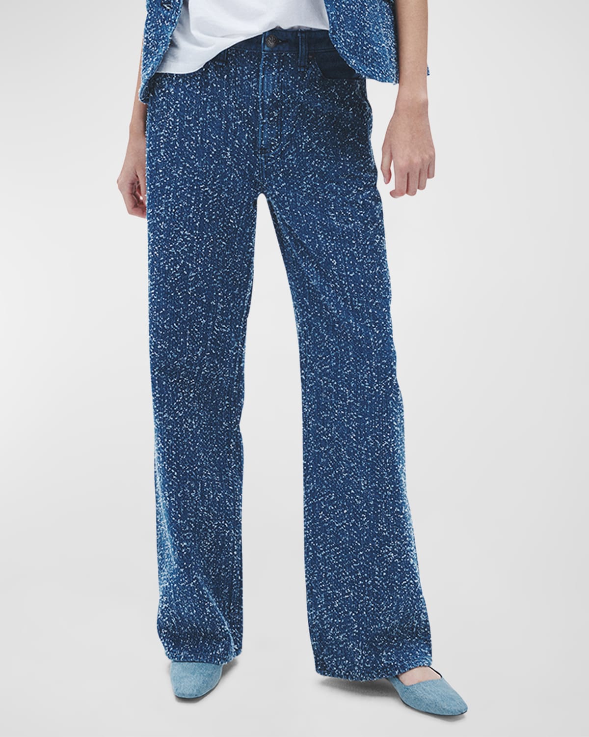 Shop Rag & Bone Logan Tweed Wide-leg Jeans In Midtweed