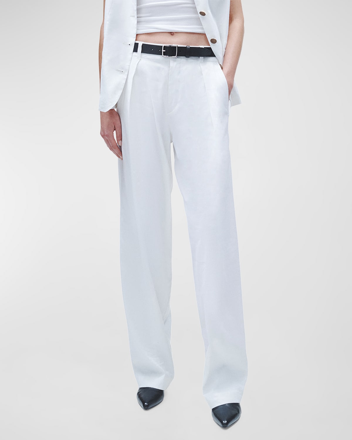 Shop Rag & Bone Donovan Pleated Linen Pants In White