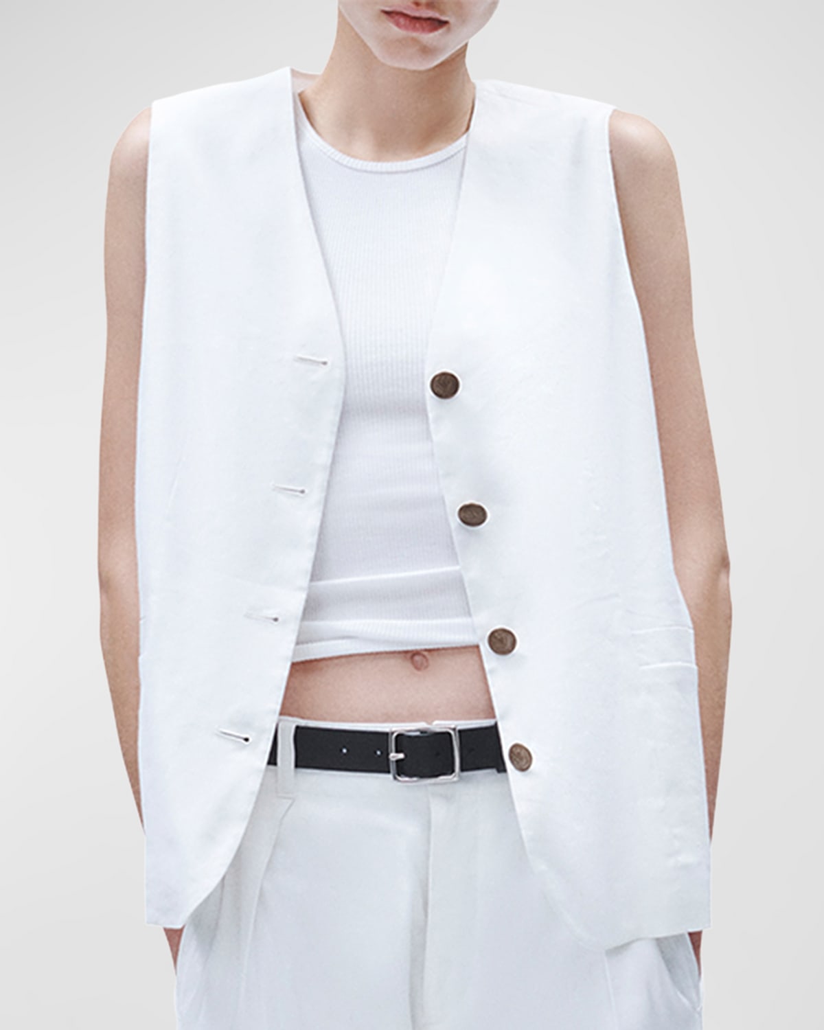 Shop Rag & Bone Charlotte Linen Suiting Vest In White