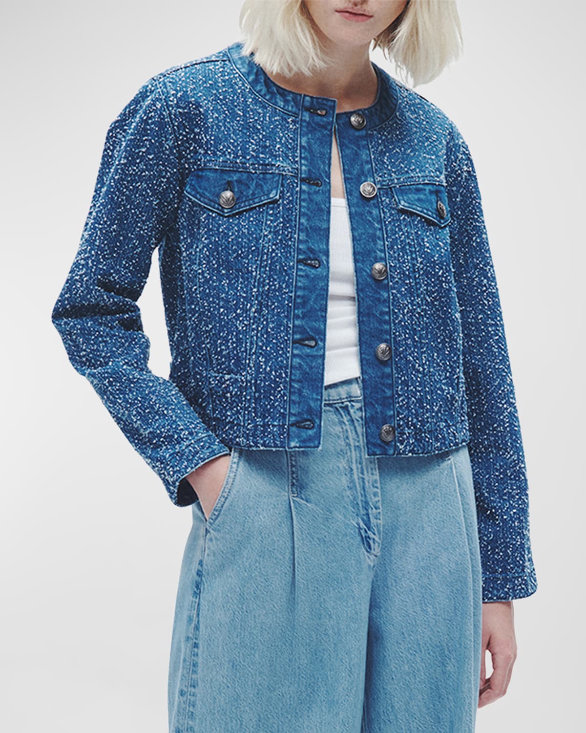 Shop Rag & Bone Cora Tweed Denim Jacket In Midtweed