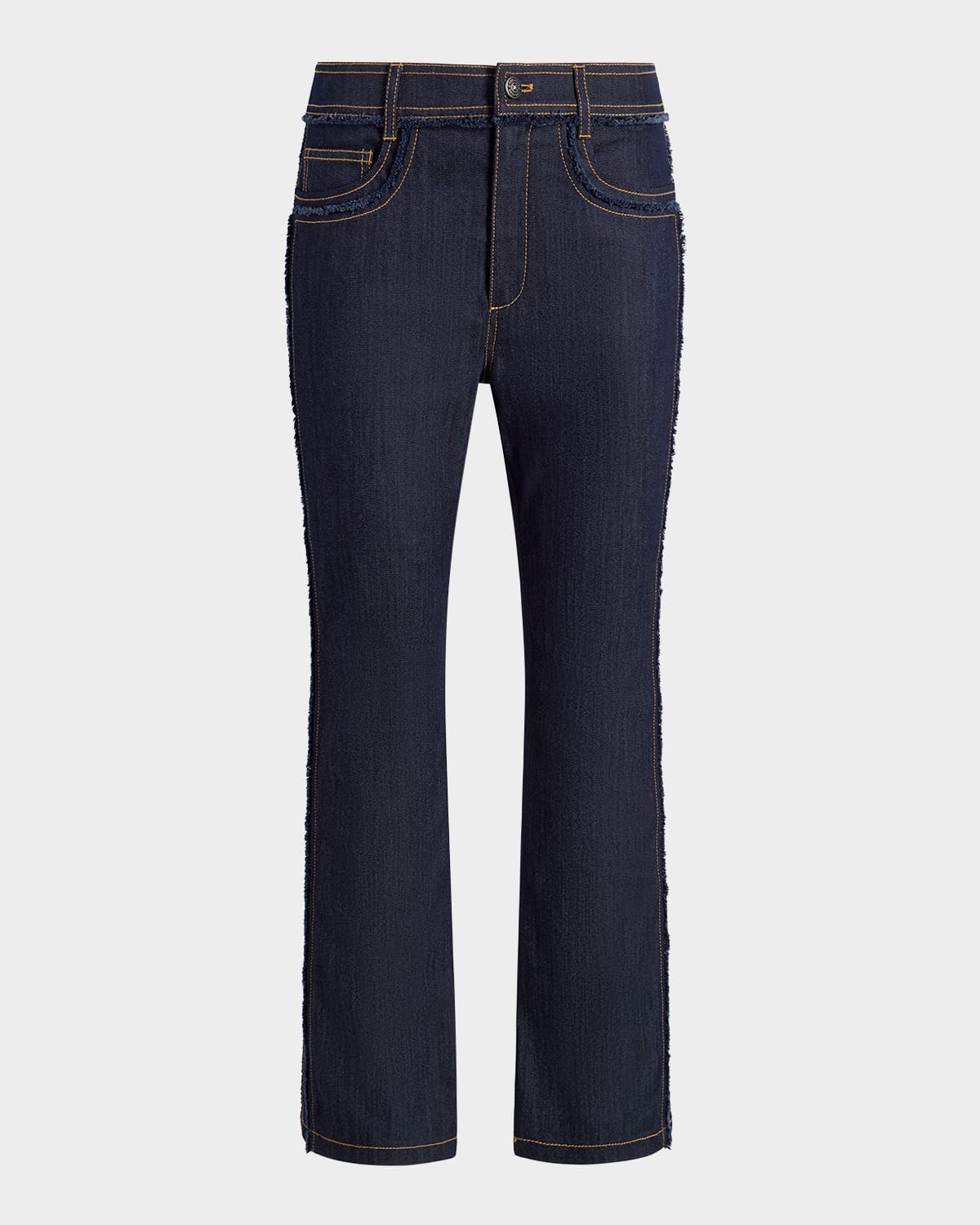 CINQ À SEPT SALLIE PIPED CROPPED BOOTCUT DENIM PANTS 