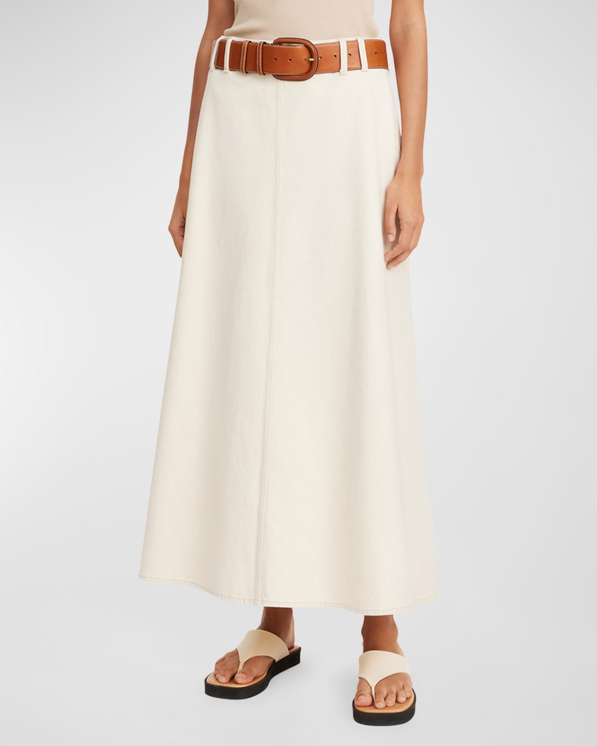 Shop By Malene Birger Carlas A-line Cotton Denim Maxi Skirt In Mojave Desert