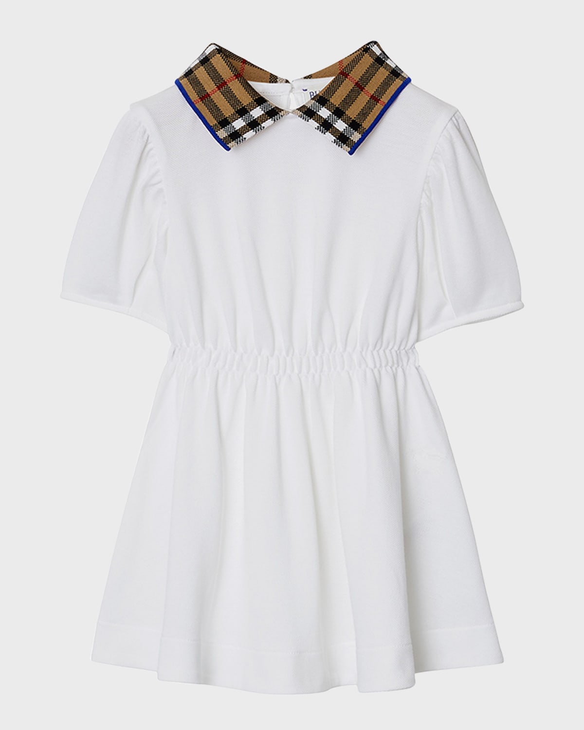 Shop Burberry Girl's Alesea Check Rib Polo Dress In White