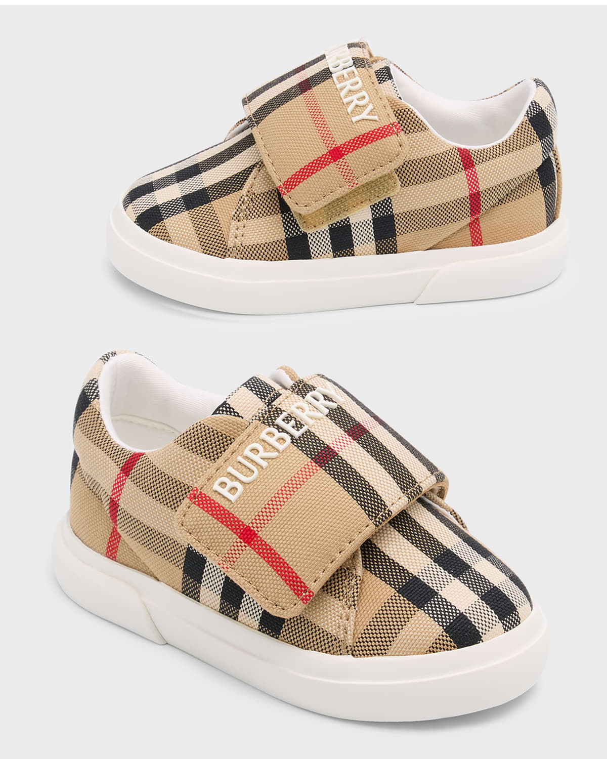 Burberry Kid's James Check-print Sneakers, Baby In Archive Beige Che