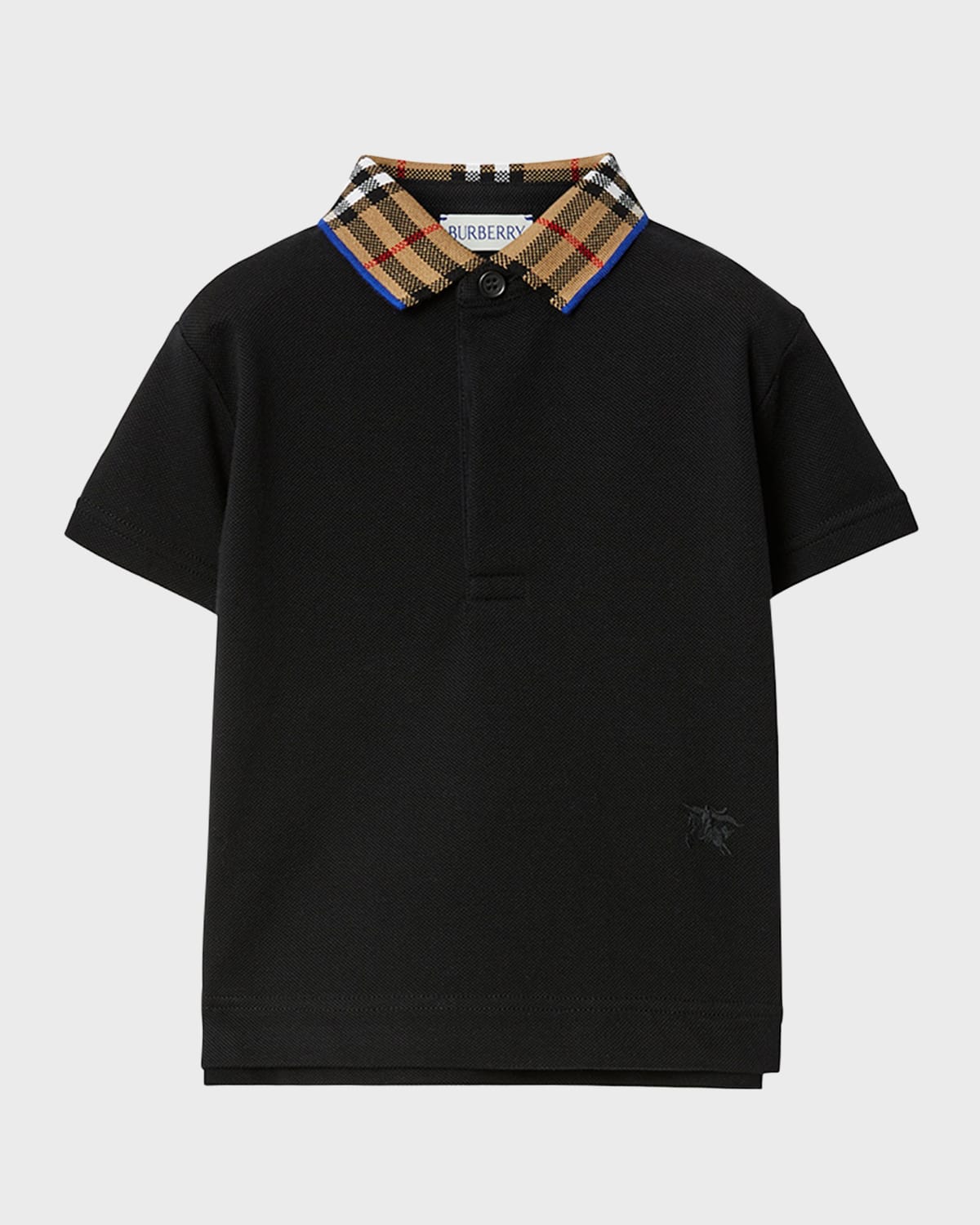 Burberry Kids' Boy's Johane Polo Check Shirt In Black