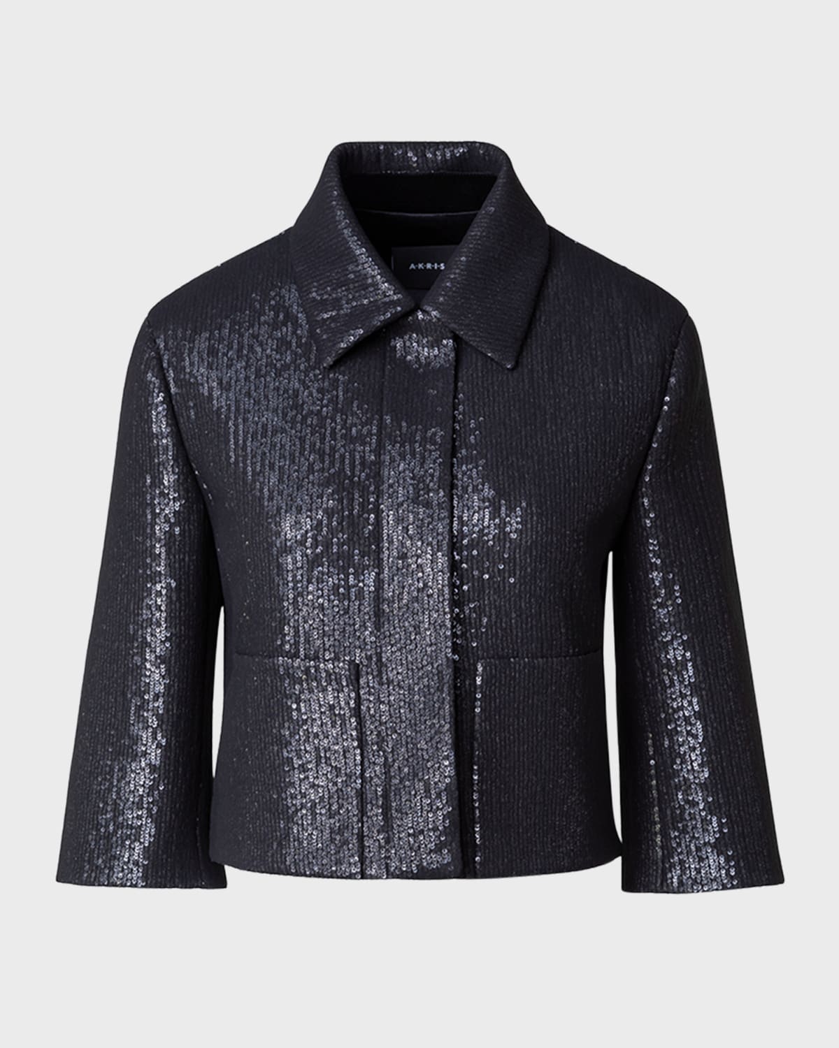 AKRIS WINSLOW SILK CHIFFON SEQUIN SHORT JACKET 
