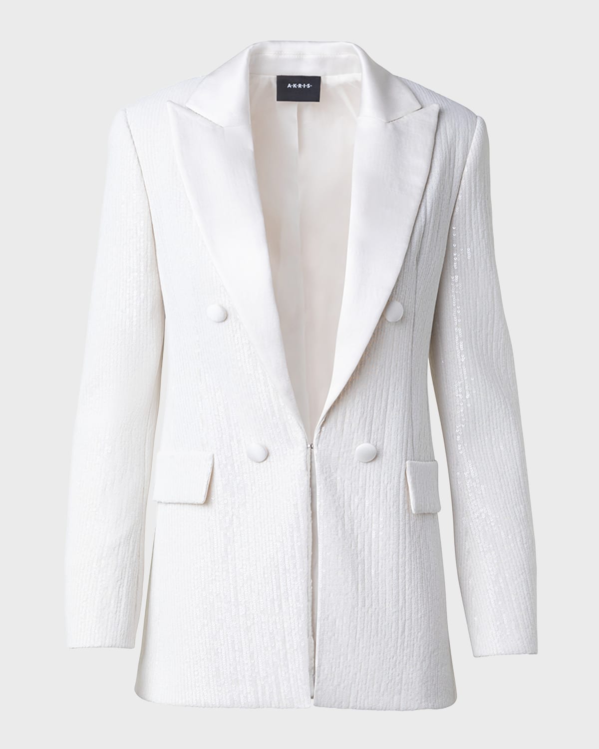 Akris Lucia Silk Chiffon Sequin Tuxedo Jacket In Ivory