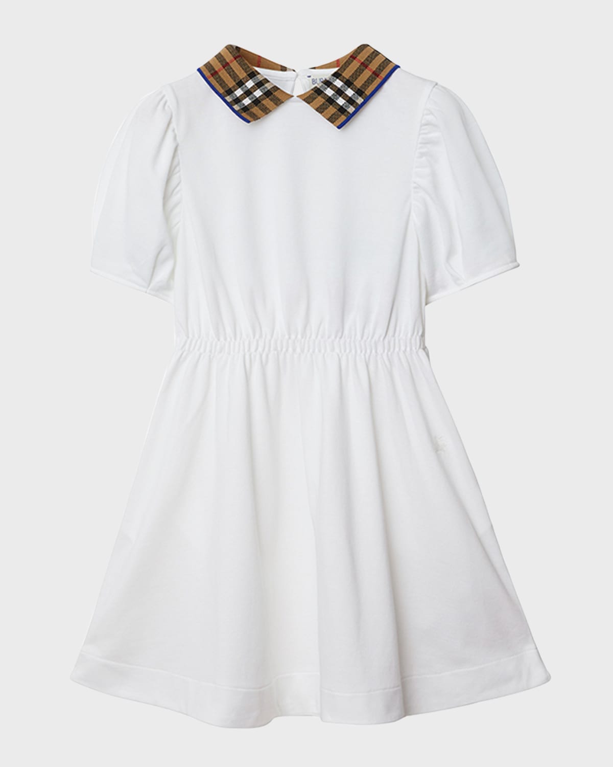 Shop Burberry Girl's Alesea Check Rib Polo Dress In White
