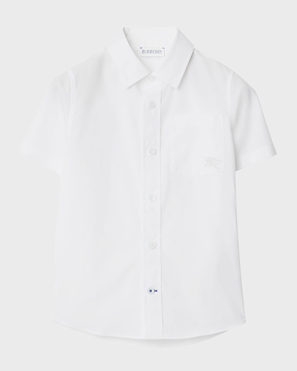 Burberry Kids' Boy's Owen Ekd Embroidered Short-sleeve Shirt In White