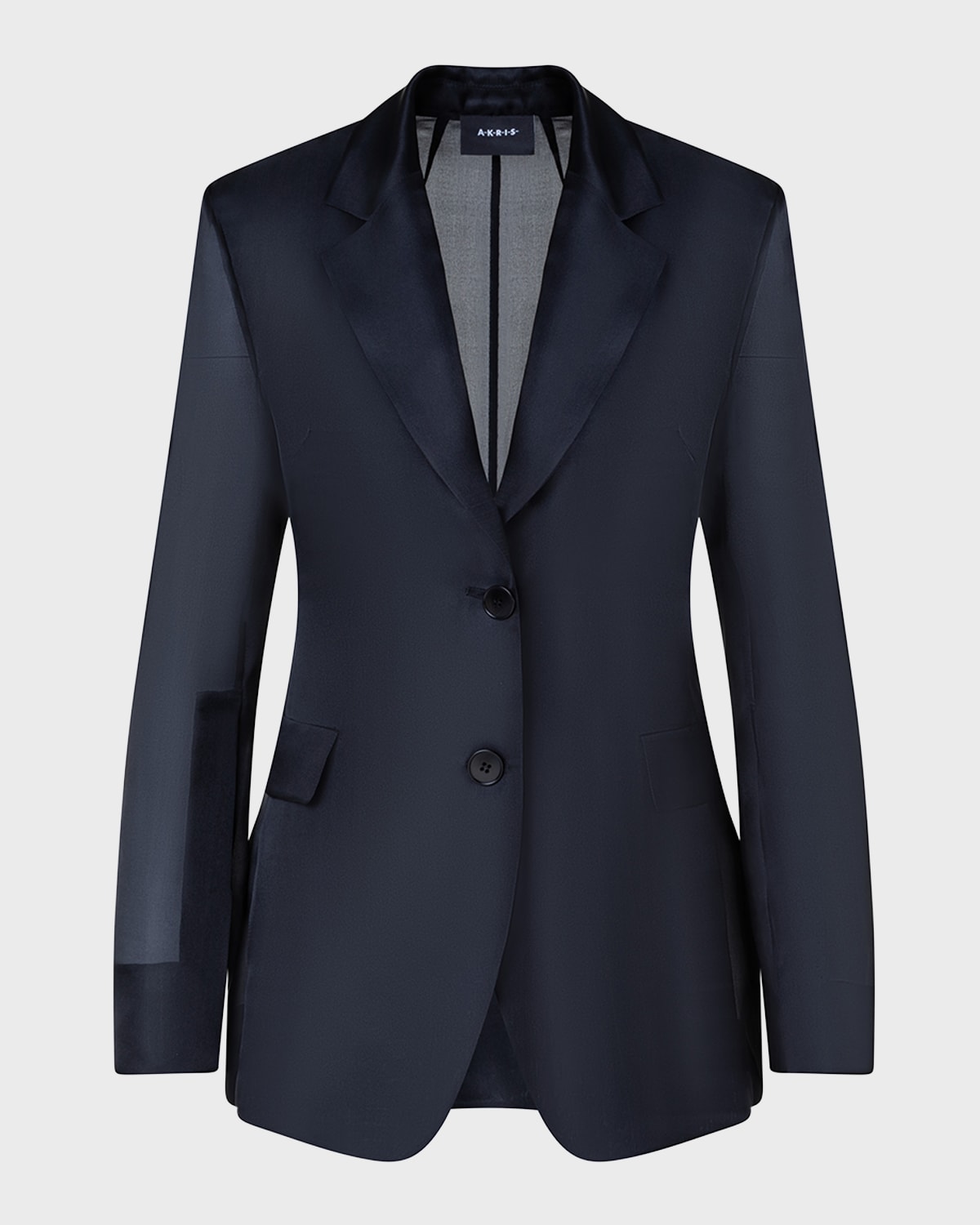 Shop Akris Taddeo Sheer Silk Gauze Tailored Blazer Jacket In Black