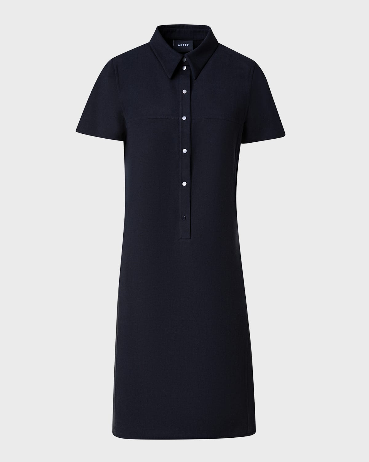 Shop Akris Cotton Silk Button-front Polo Dress In Black