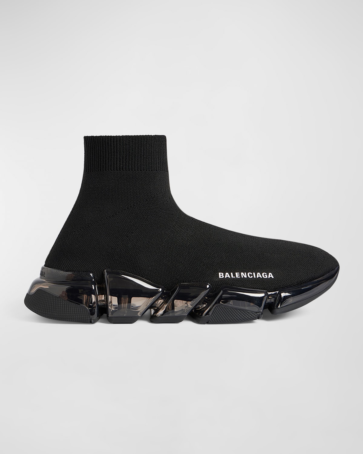 Shop Balenciaga Speed 2.0 Knit Clear-sole Sneakers In Black