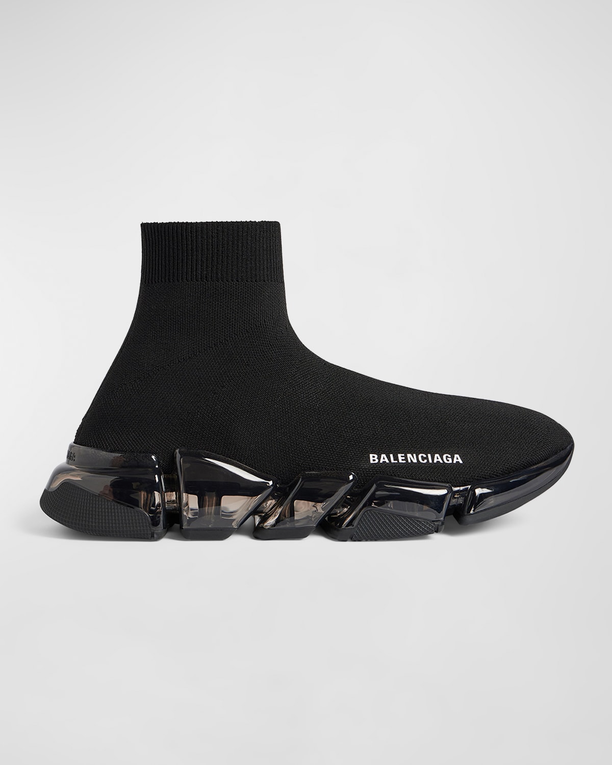 Shop Balenciaga Men's Speed 2.0 Clear-sole Knit Runner Sneakers In 1000 Black