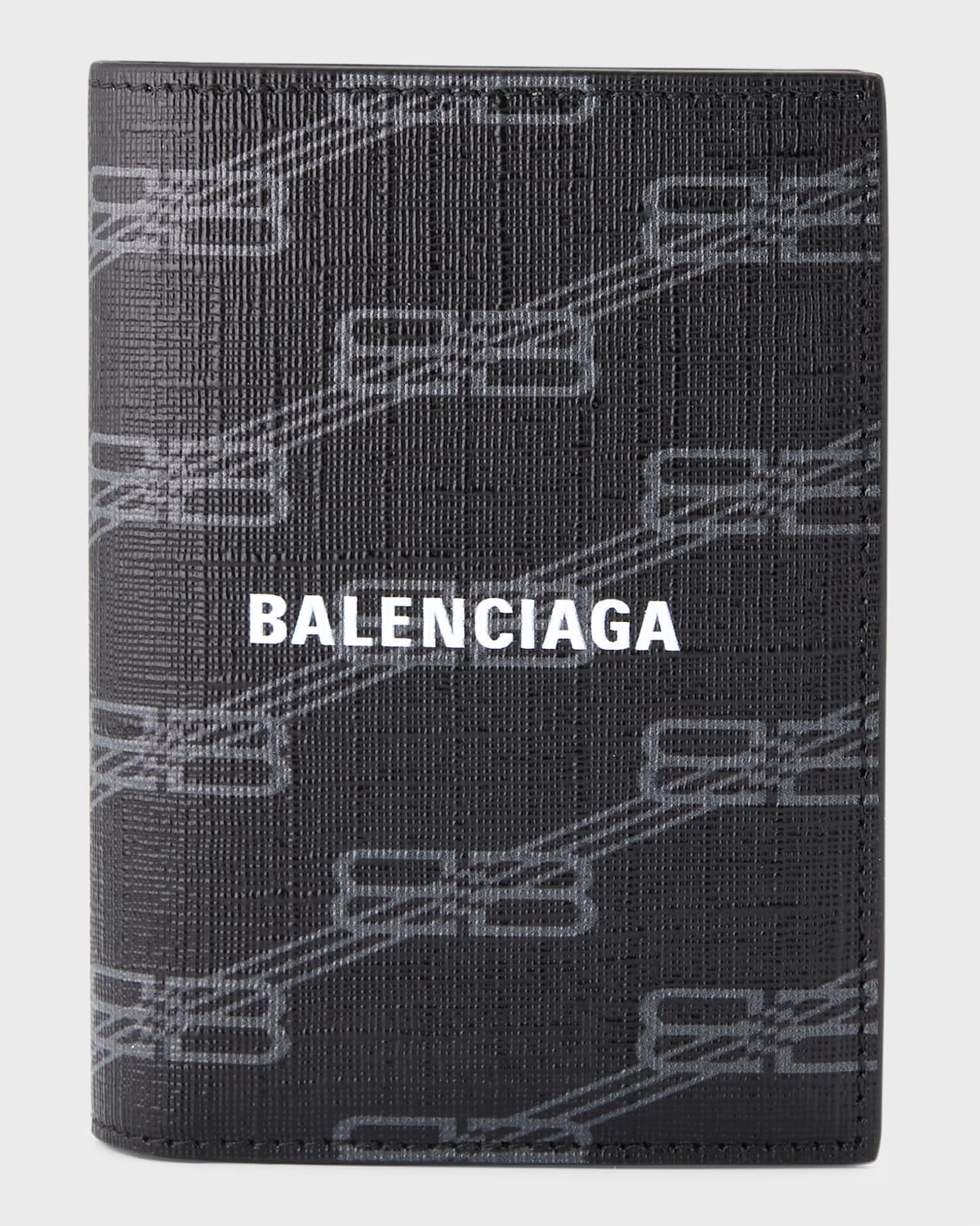 Balenciaga Black Signature Magnet Card Holder In 1061 Black/grey