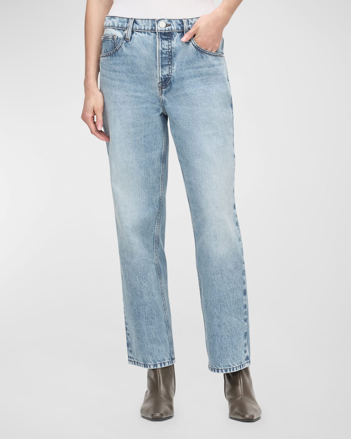 Shop Frame The Slouchy Straight Jeans In Divine