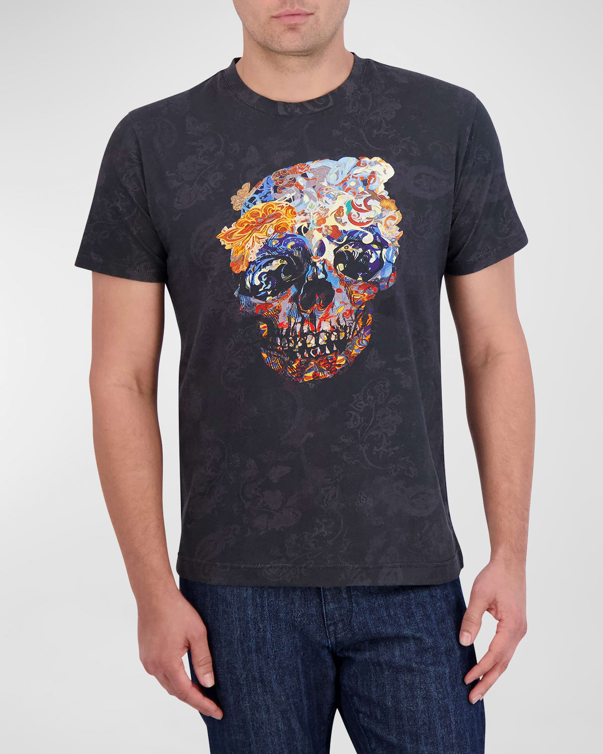 Shop Robert Graham Men's Skull Scrolls Graphic T-shirt In Black