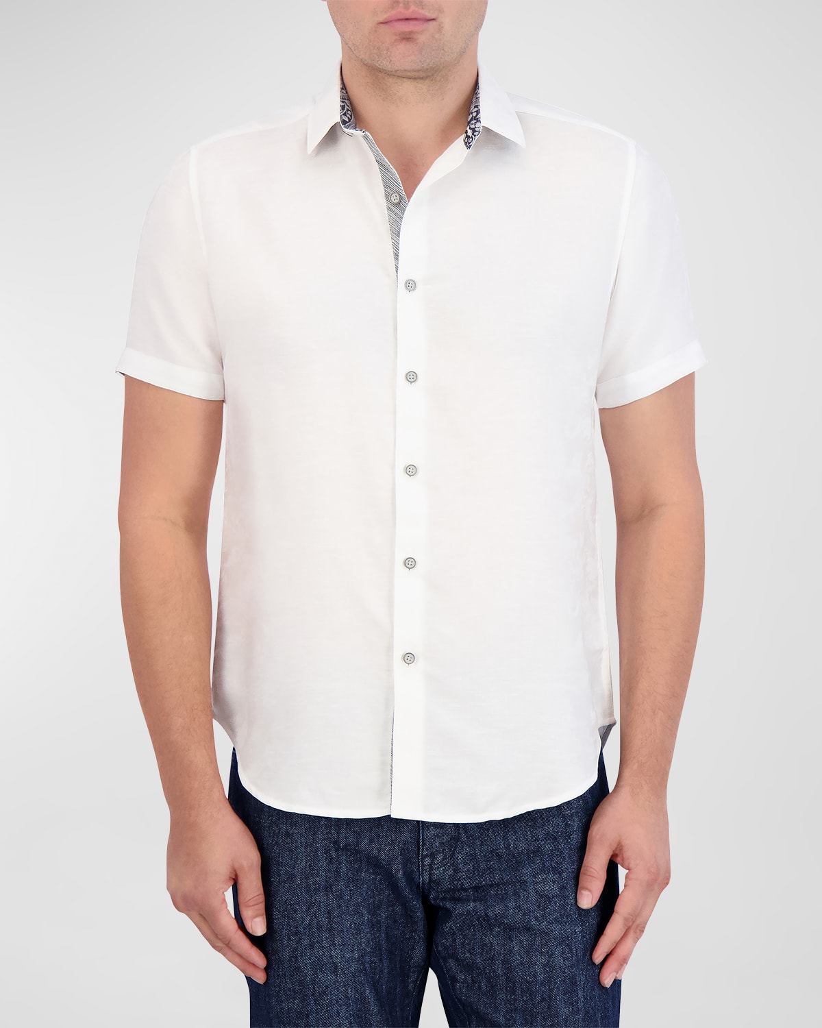 Shop Robert Graham Men's Poseidon Linen-cotton Short-sleeve Shirt In White