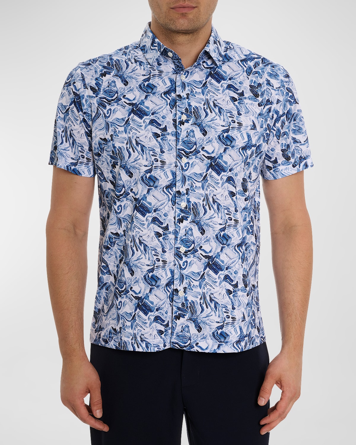 Shop Robert Graham Men's Occasio Stretch Short-sleeve Shirt In Blue