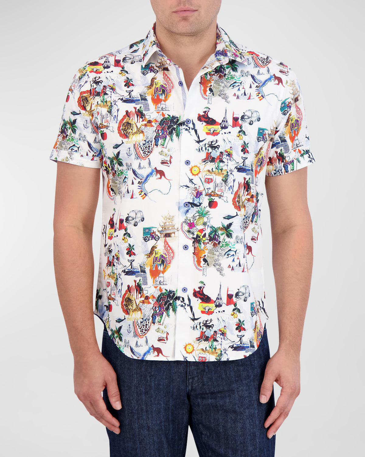 Shop Robert Graham Men's Trippin Cotton-stretch Short-sleeve Shirt In Multi