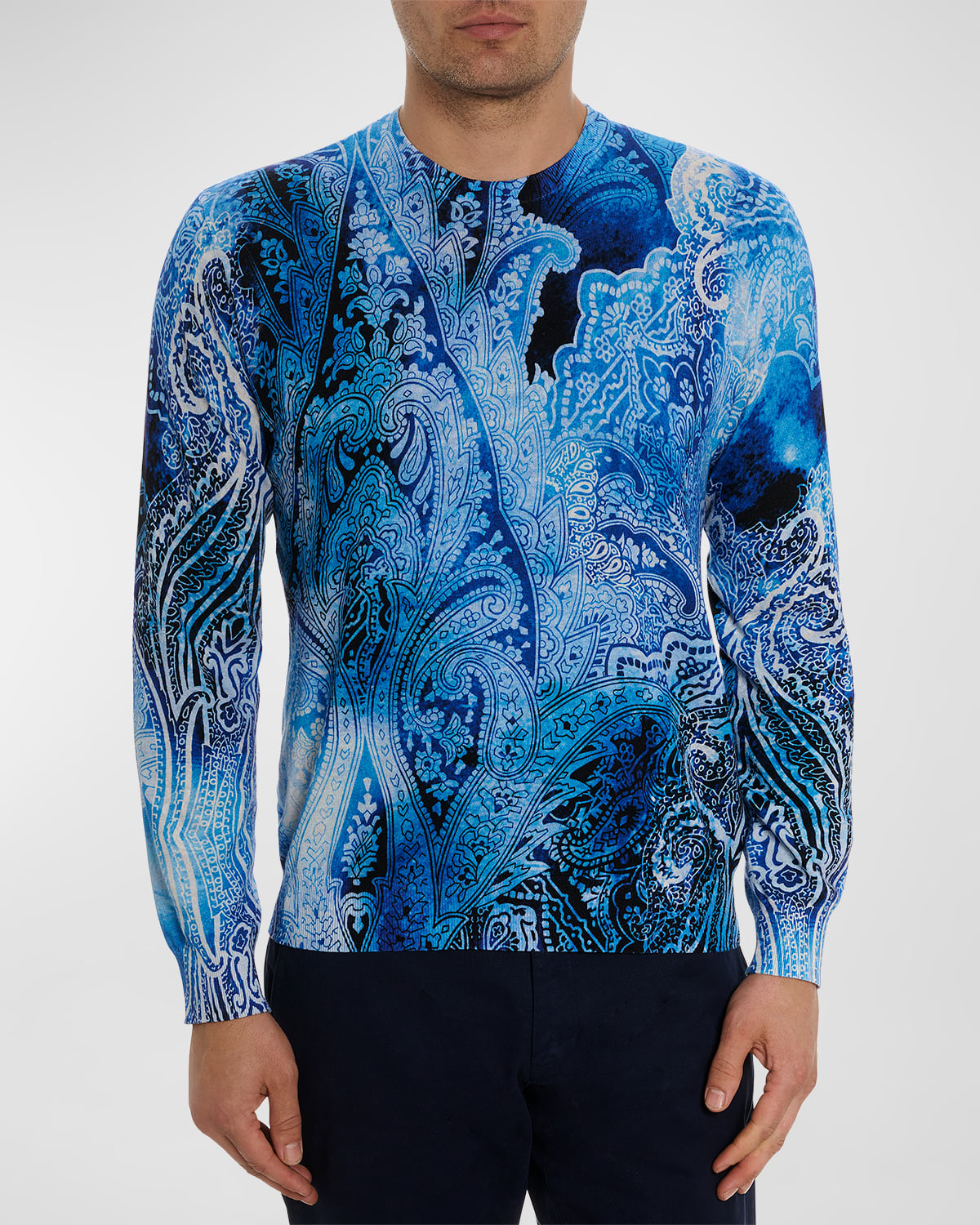 Men's Boeger Paisley-Print Crewneck Sweater