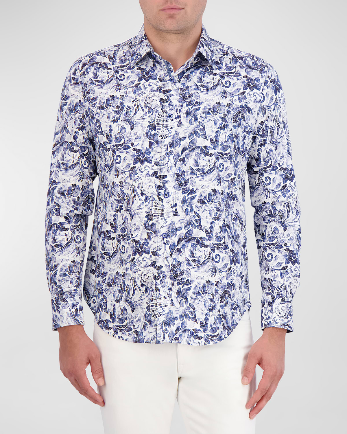 Shop Robert Graham Men's Santa Cruz Cotton-stretch Sport Shirt In Blue