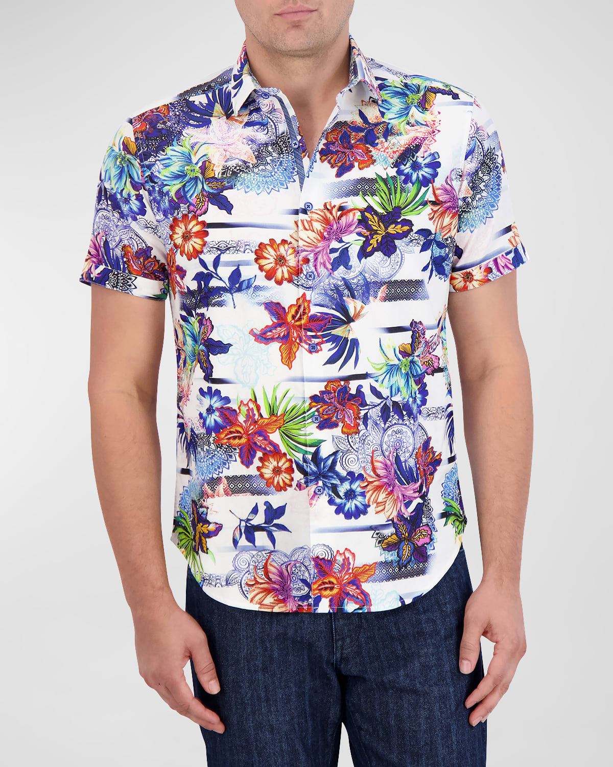 Robert Graham Kendari Short Sleeve Button Down Shirt Tall In Multi