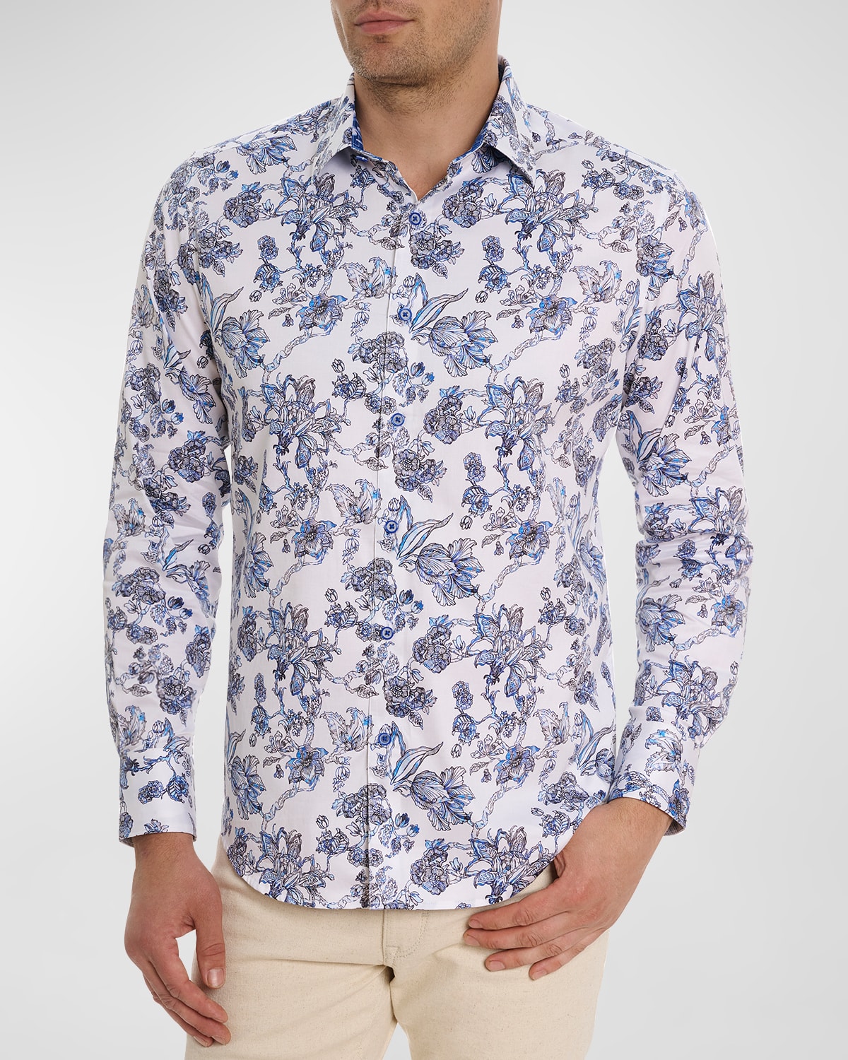 Shop Robert Graham Men's Sea Bloom Cotton-stretch Sport Shirt In Multi