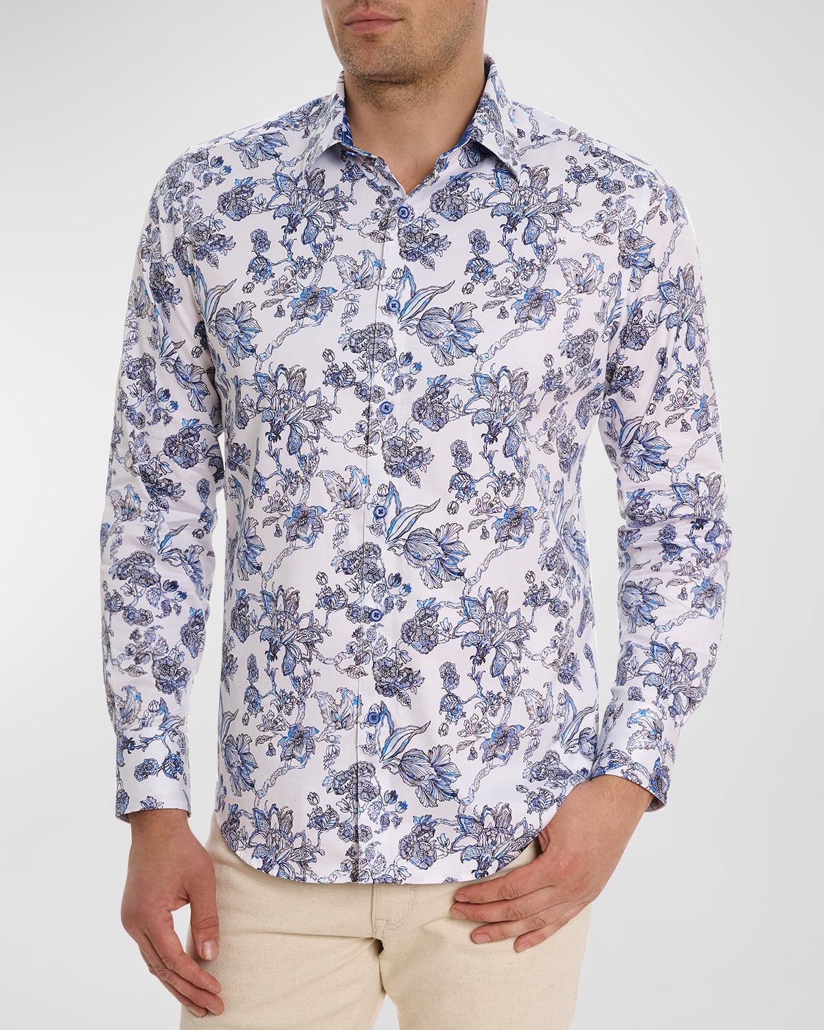 Robert Graham Sea Bloom Floral Stretch Cotton Button-up Shirt In Multi