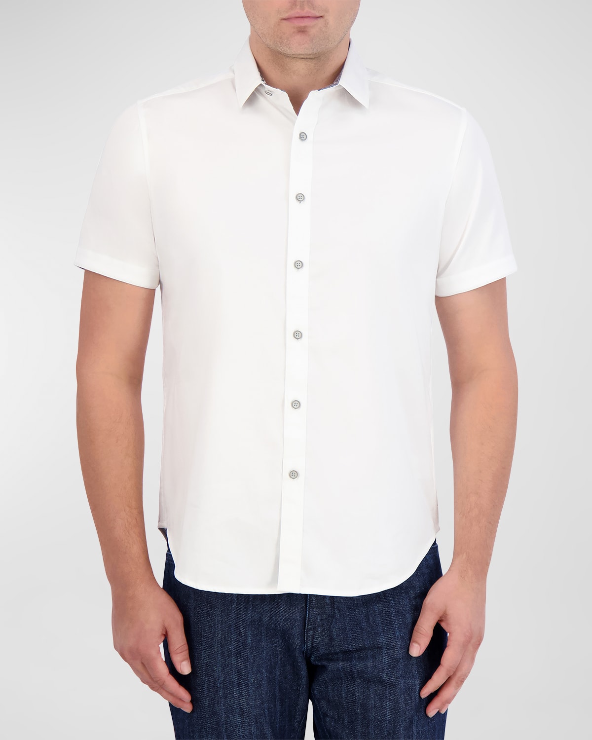 Shop Robert Graham Men's Cruz Control Cotton-stretch Short-sleeve Shirt In White