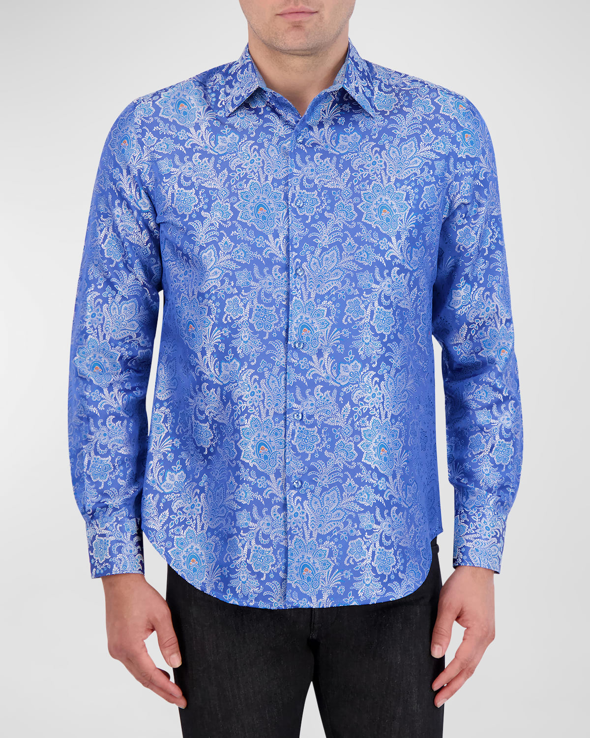 Shop Robert Graham Men's Paisley Jacquard Sport Shirt In Light Blue