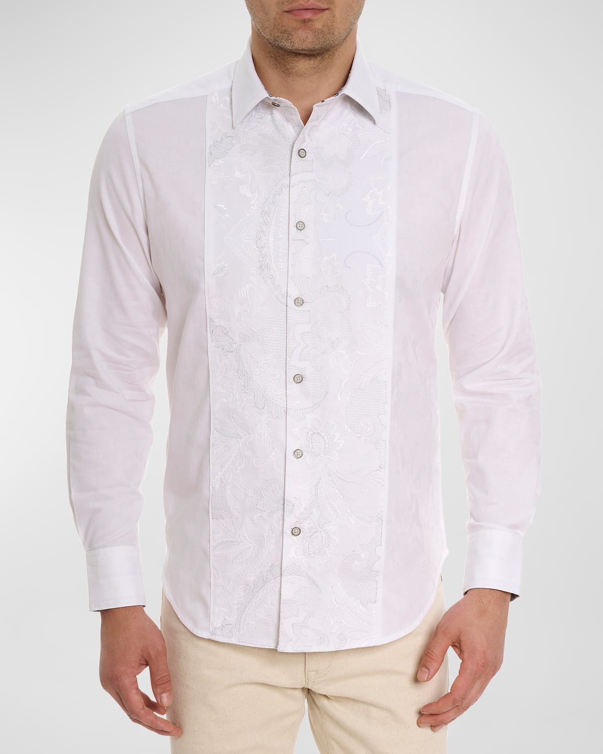 Shop Robert Graham Men's Clarion Cotton Sport Shirt In White