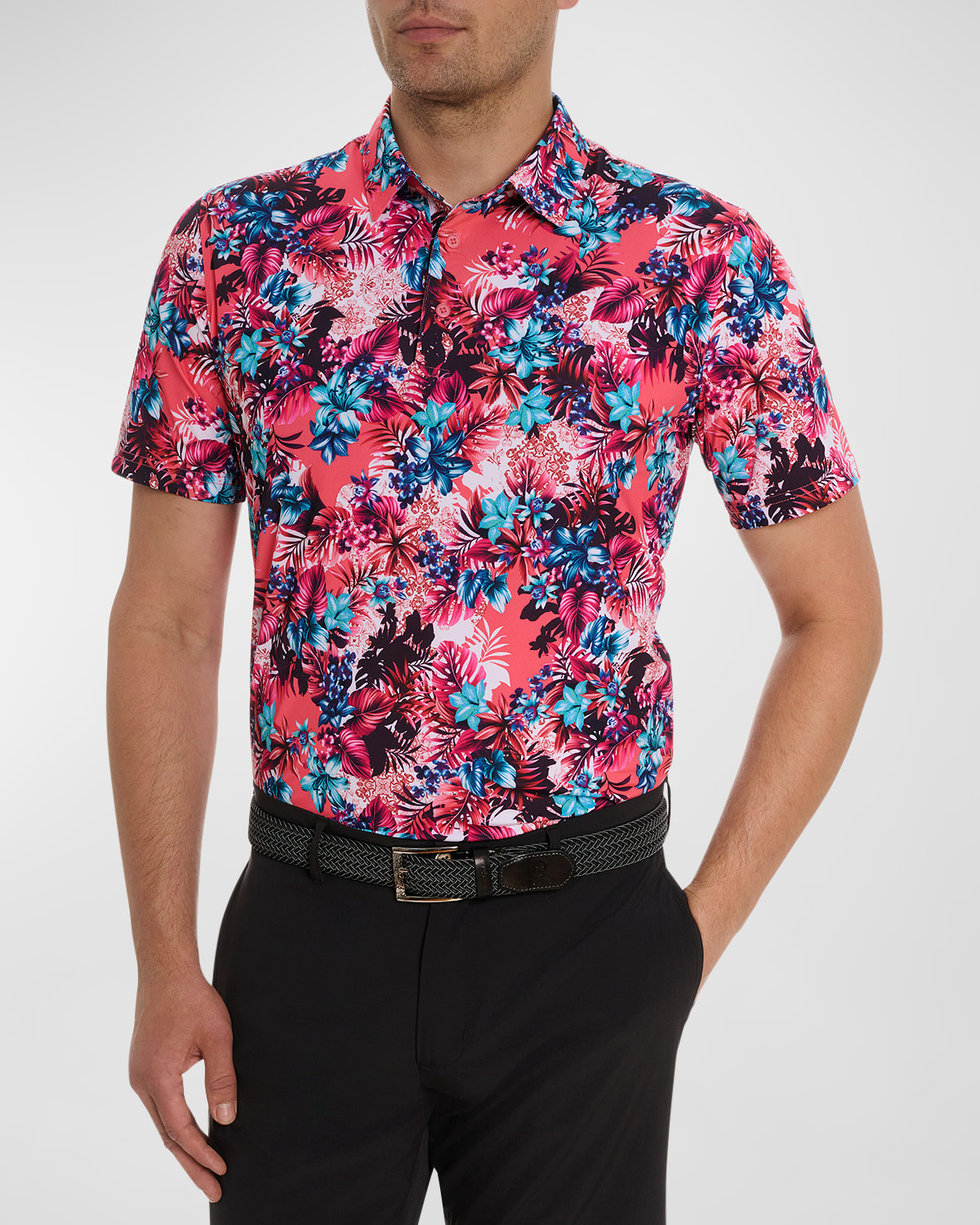 Shop Robert Graham Men's Island Time Stretch Polo Shirt In Coral