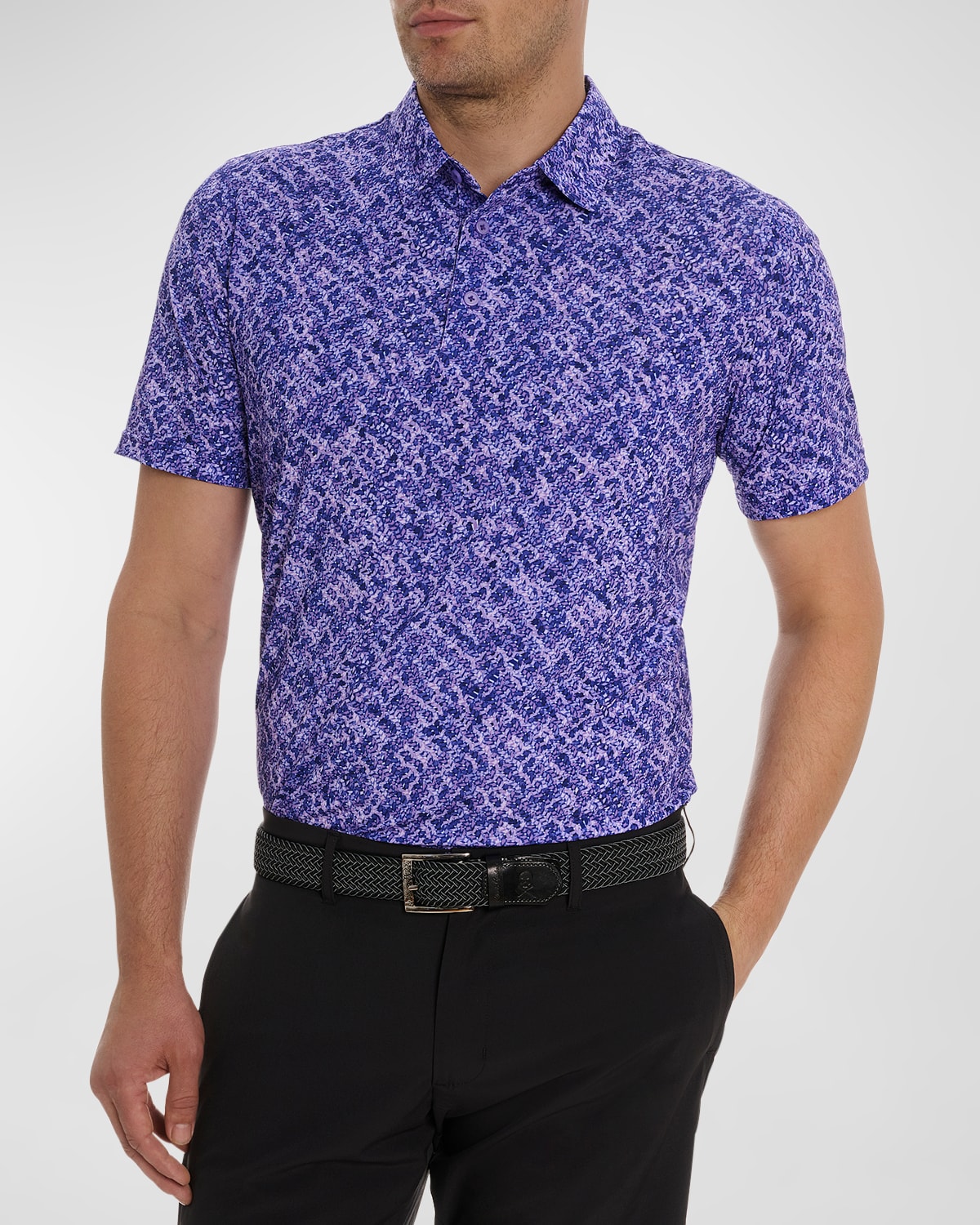 Shop Robert Graham Men's Tyne Printed Stretch Polo Shirt In Purple