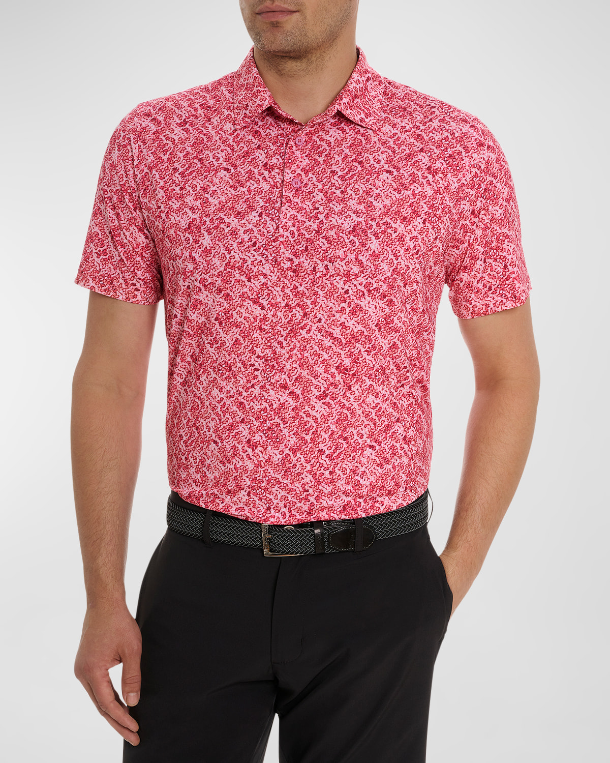 Shop Robert Graham Men's Tyne Printed Stretch Polo Shirt In Coral