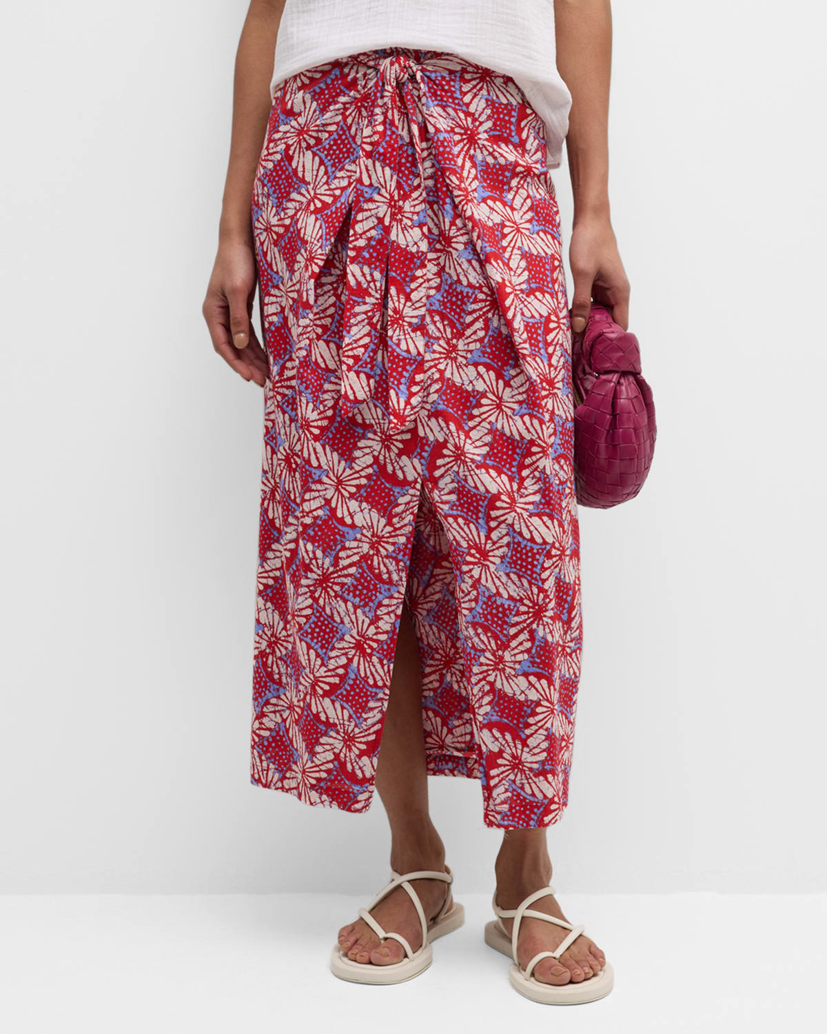 Xirena Ines Abstract-print Faux-wrap Maxi Skirt In Ruby Petal