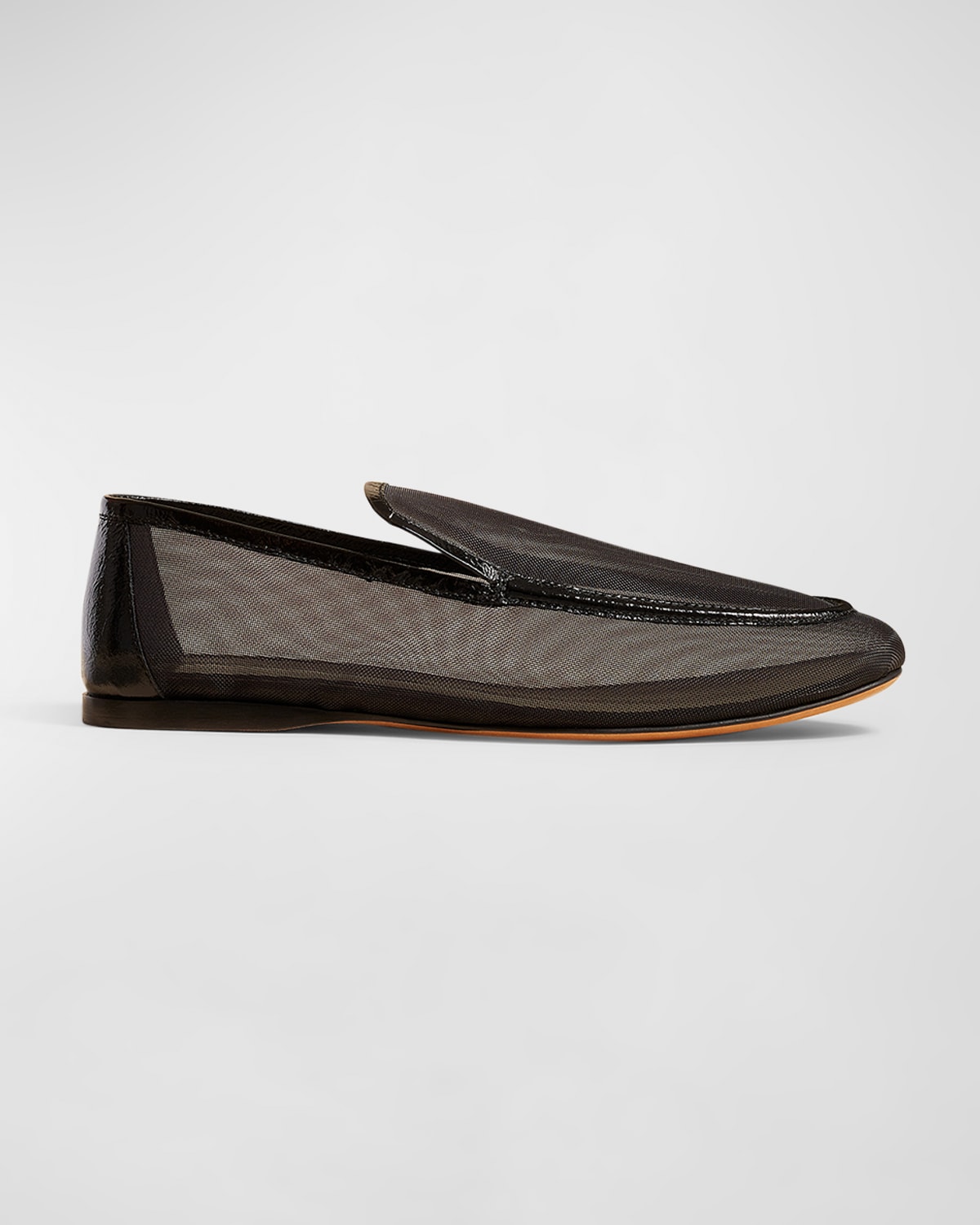 Shop Khaite Alessia Mesh Slip-on Loafers In Black Nude