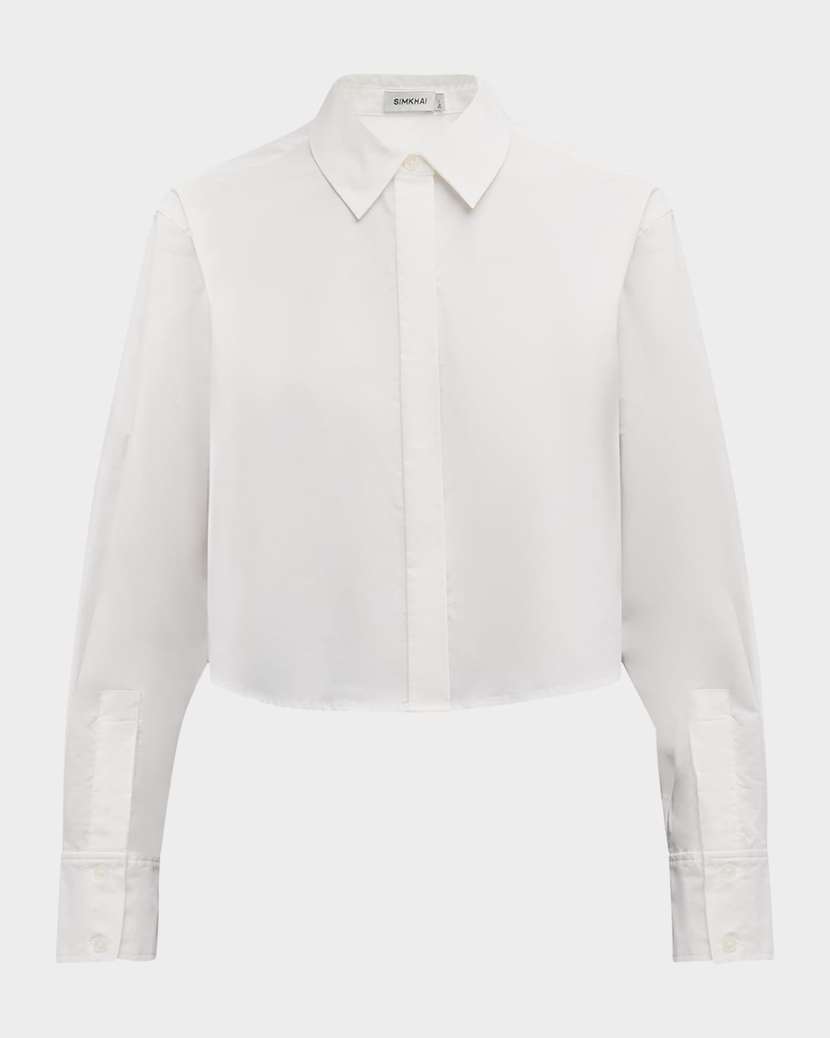 Shop Simkhai Renata Cropped Button-front Shirt In White