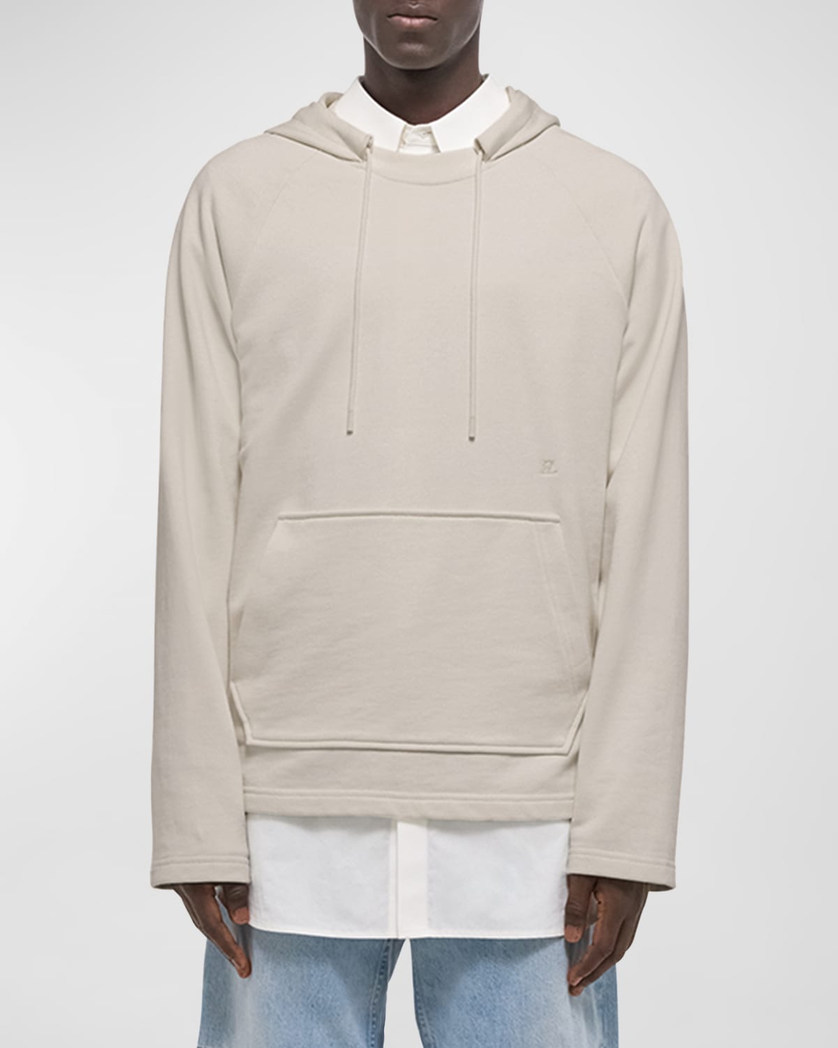 Shop Helmut Lang Men's Relaxed Cotton Hoodie In Ivory
