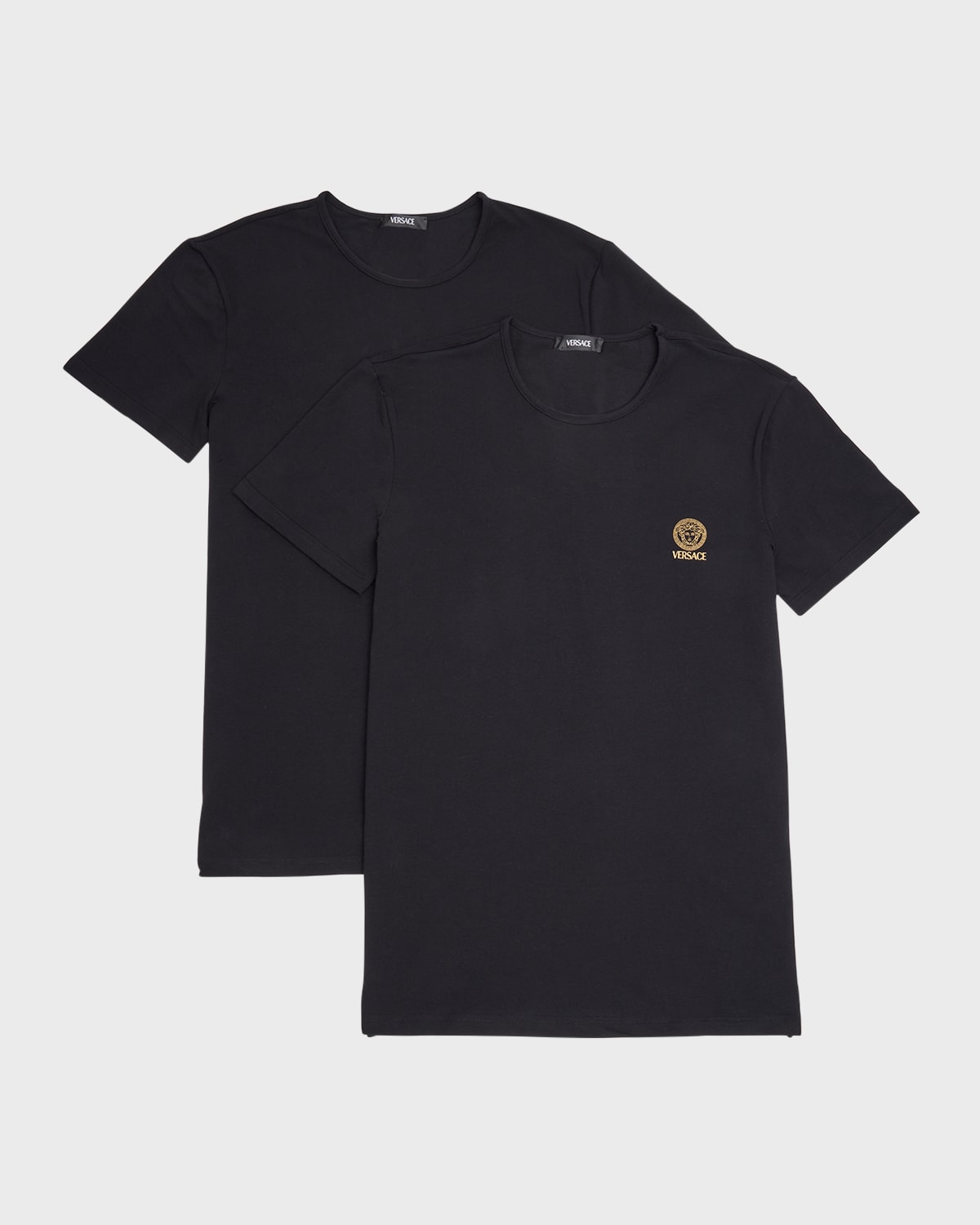 Shop Versace Men's 2-pack Cotton Logo T-shirts In Black